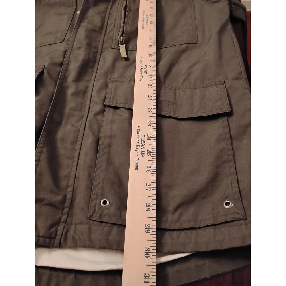 Eddie Bauer Mens Olive Green Utility Field Jacket Hooded Outdoor Gear Medium